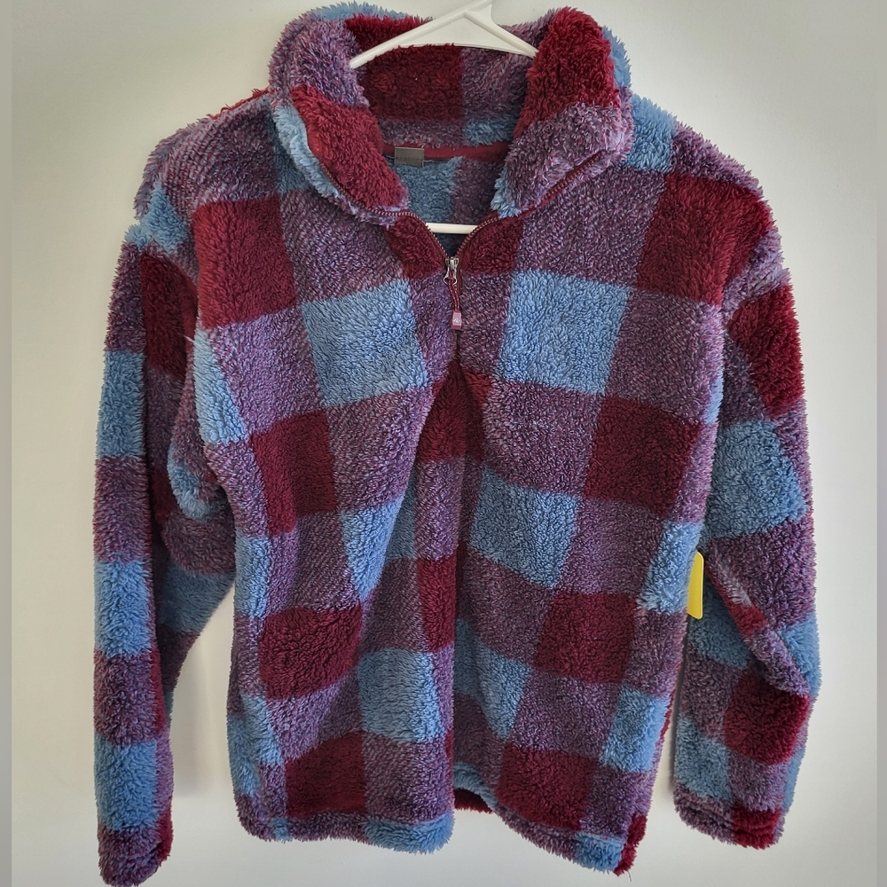 Eddie Bauer Plaid Fluffy Sweater